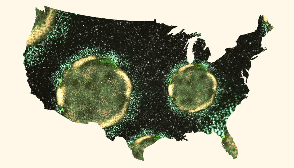 Virus overlay on US map